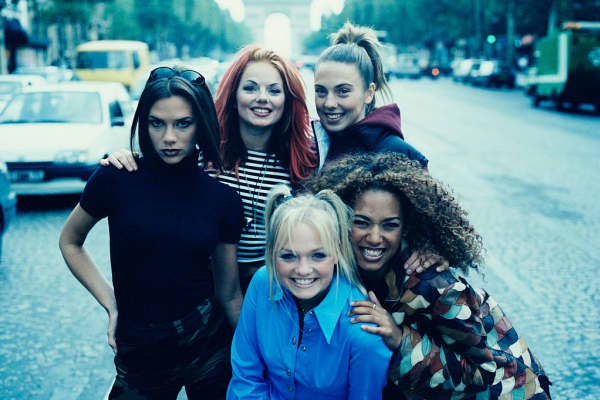 Victoria Beckham, left, and other members of The Spice Girls in Paris, September 1996