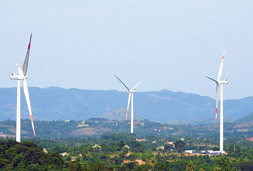 Một góc nhà máy điện gió Hướng Linh 2 do Công ty Tân Hoàn Cầu làm chủ đầu tư