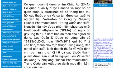 Dược Pymepharco, Domesco, Cửu Long và Trung Ương 2 bị yêu cầu thu hồi thuốc chứa chất gây ung thư