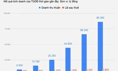 Doanh thu và lợi nhuận Thế Giới Di Động tăng xấp xỉ 10 lần sau 5 năm