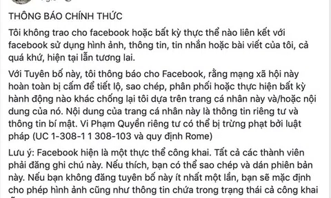Đua nhau đăng 'tuyên bố Facebook' để bảo mật thông tin cá nhân