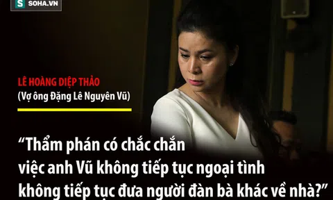 Bà Lê Hoàng Diệp Thảo: "Thẩm phán có chắc việc anh Vũ không tiếp tục đưa người đàn bà khác về nhà?"