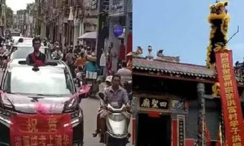 Cả 100 năm mới có một người đỗ đại học, dân làng đón rước sĩ tử bằng ô tô, ăn mừng linh đình như lễ hội