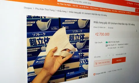 Khẩu trang 3D Nhật được bán với giá 2,7 triệu đồng trên Shopee